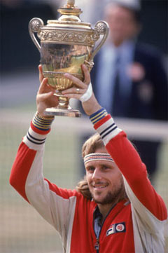 Borg winning Wimbledon in 1980