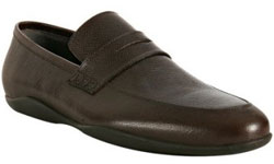 Harry's of London dark brown caviar leather 'Downing' penny loafers via bluefly.com, $440.00
