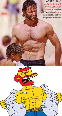 Separated at Birth: Hugh Jackman and Groundskeeper Willie?