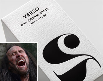 Verso Day Cream with SPF 15. And Nic Cage in <em>Outcast</em>.